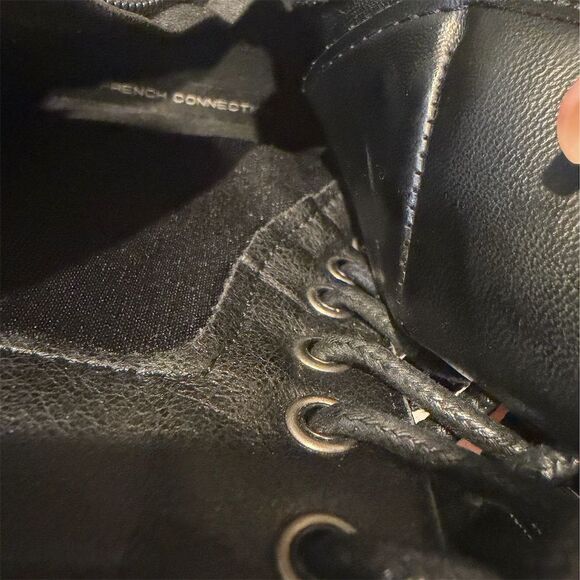 French connection  Women's Black Chunky Platform Boots Size 9 Lace & Buckle - Picture 6 of 12
